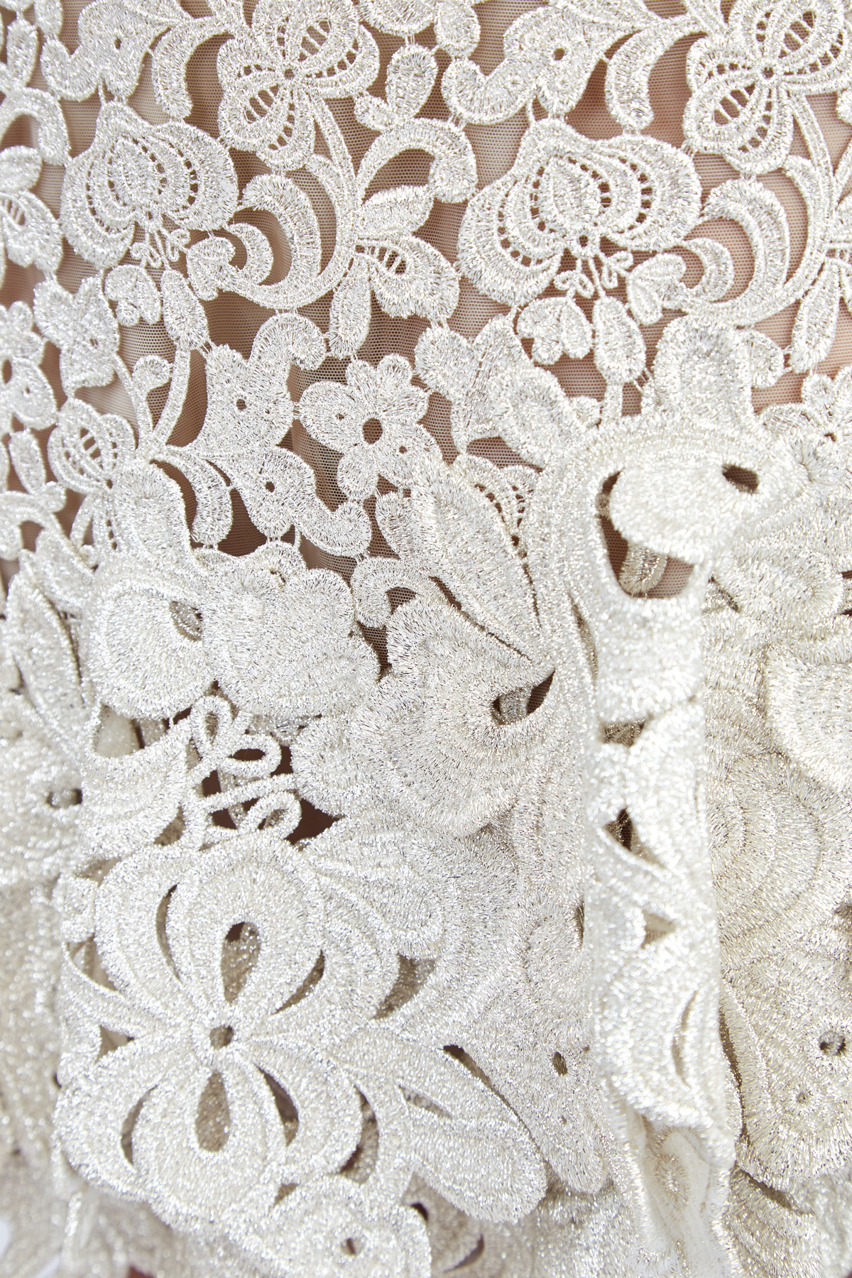Платье из кружева макраме с люрексом и отрезным подолом ERMANNO SCERVINO, цвет белый, размер 40;44 - фото 5